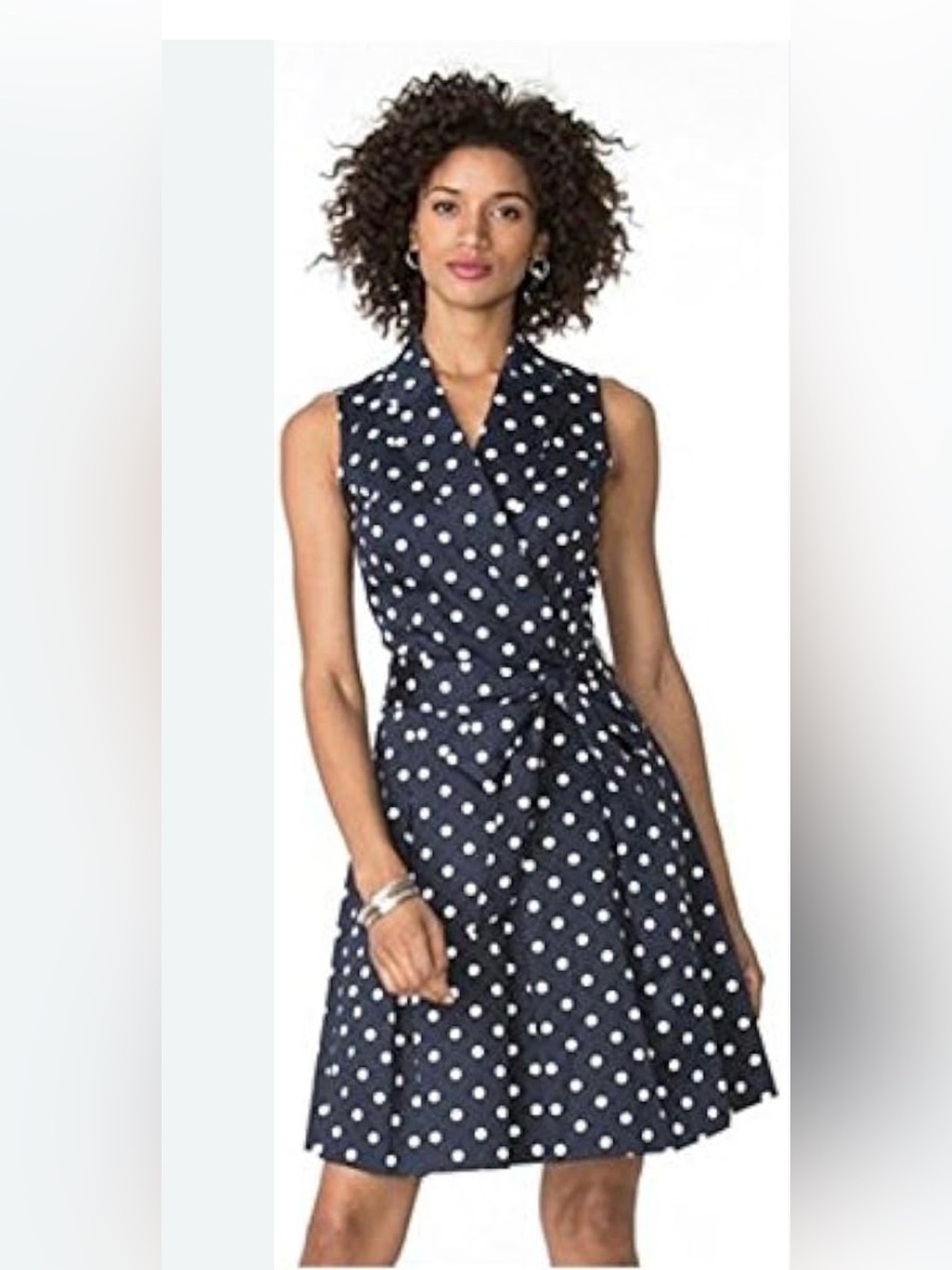 Anne Klein Black Dress with White Polka Dots